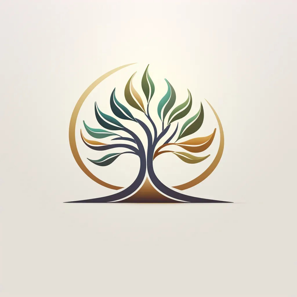 Nature-inspired tree icon wellness retreat logo in brown and green colors - Image 3