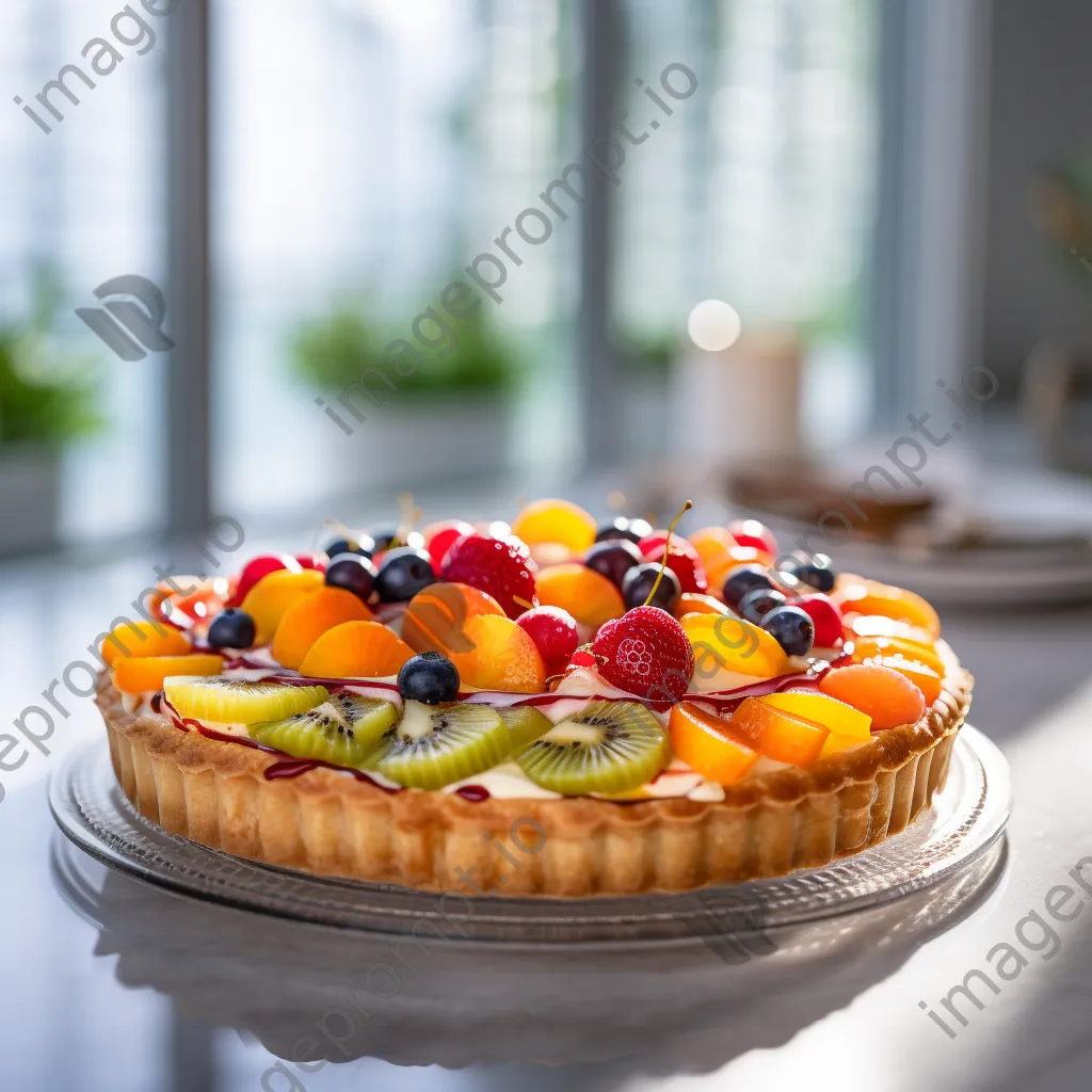 Colorful fruit tart on marble table - Image 2