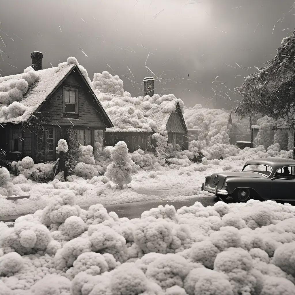 Massive hailstorm pelting down on a suburban neighborhood, damaging cars and houses - Image 4