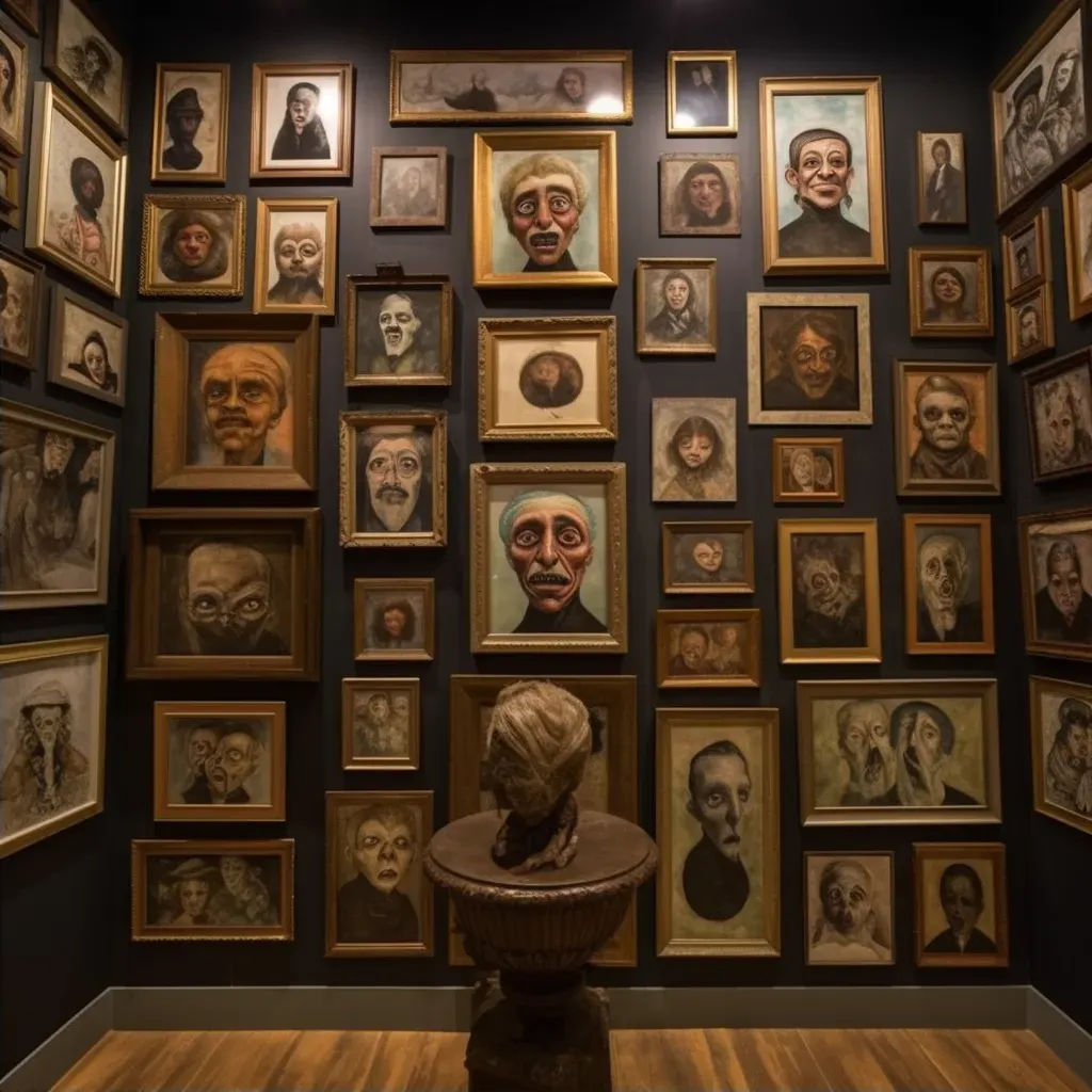 Eerie portrait gallery with painted ancestors