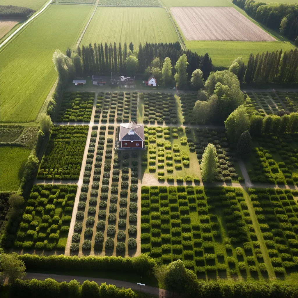 Aerial view of a plantation with fields forming a checkerboard pattern - Image 2