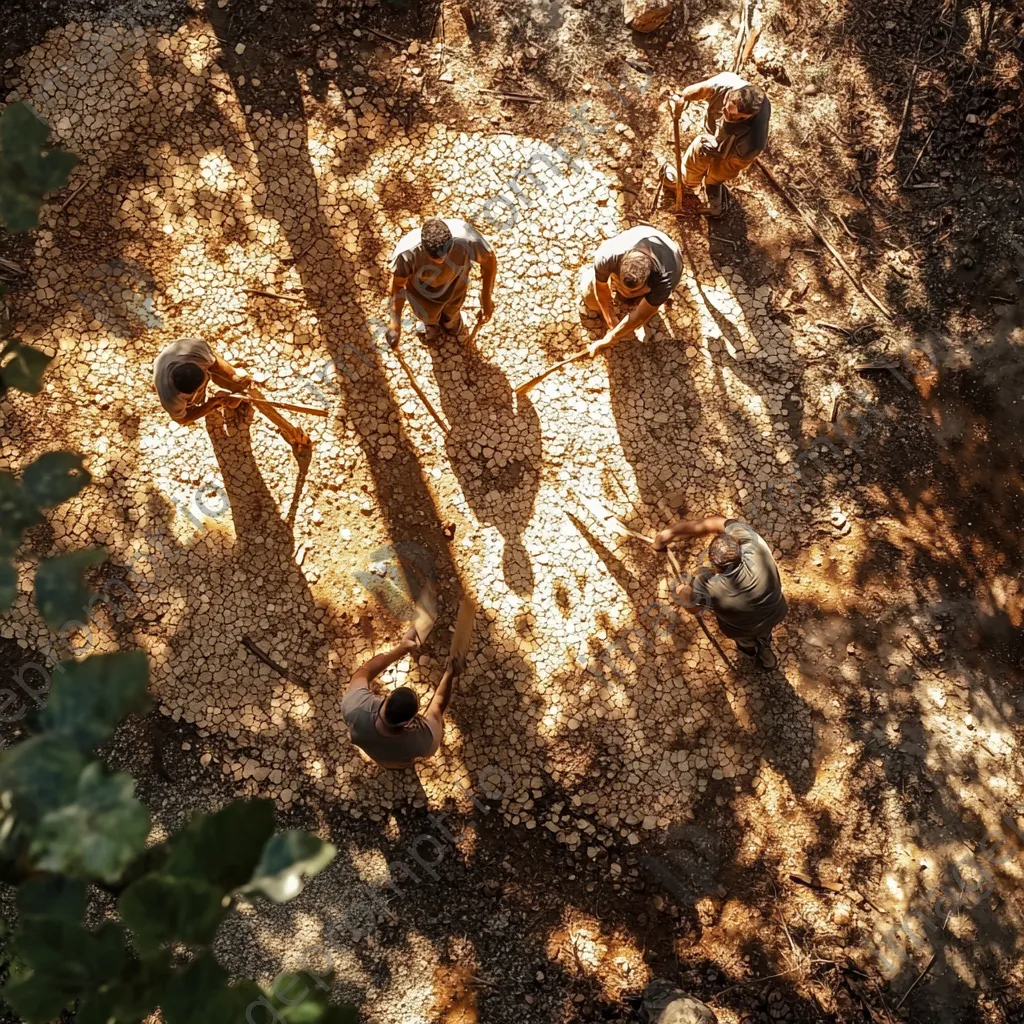 Workers engaged in stripping cork bark from oak trees - Image 2