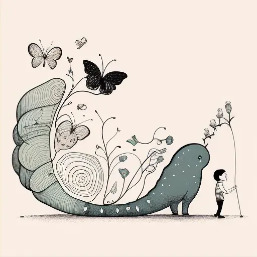 Painting of a caterpillar transforming into a butterfly representing personal growth - Image 2