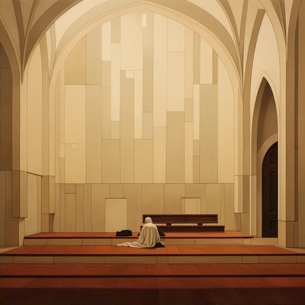 Image of chapel interior with a person sleeping on a pew - Image 2