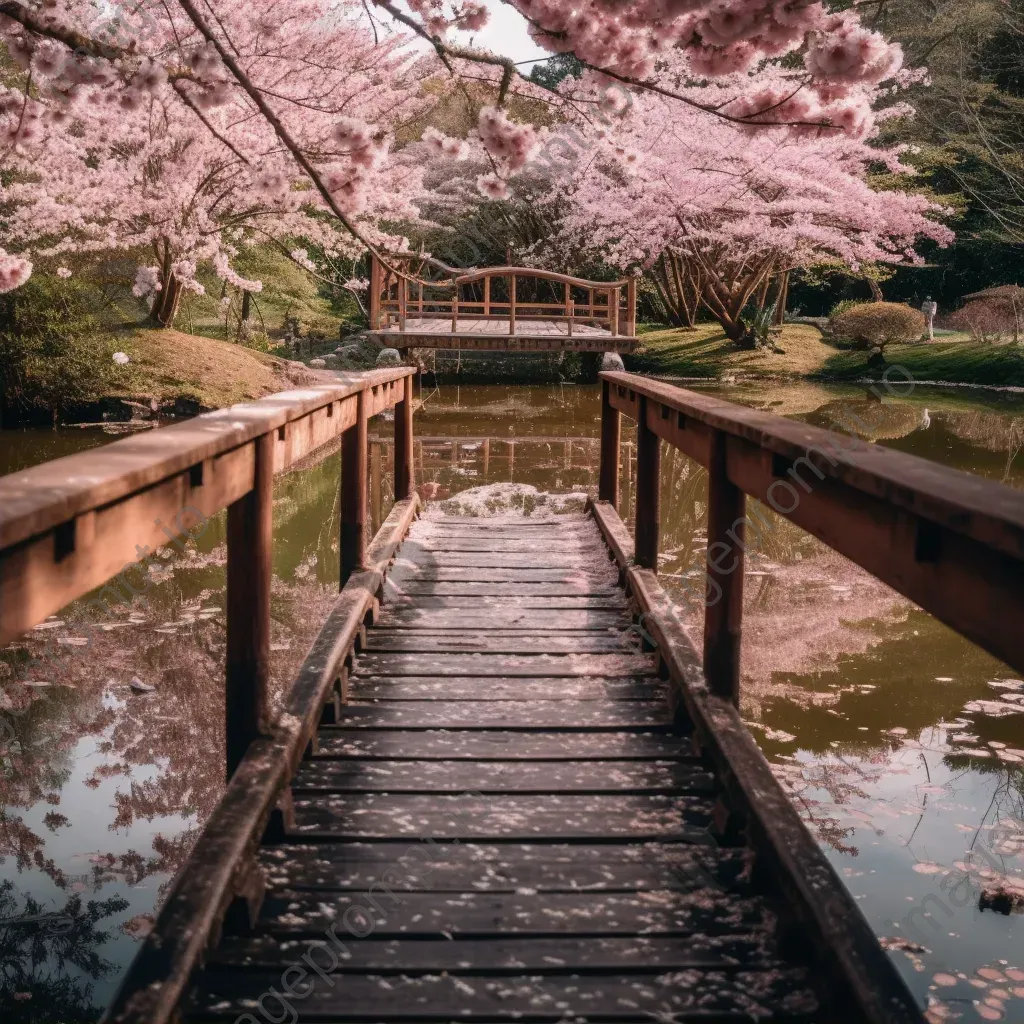 Cherry blossom trees in full bloom in a Japanese garden - Image 2