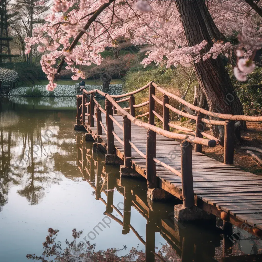 Cherry blossom trees in full bloom in a Japanese garden - Image 3