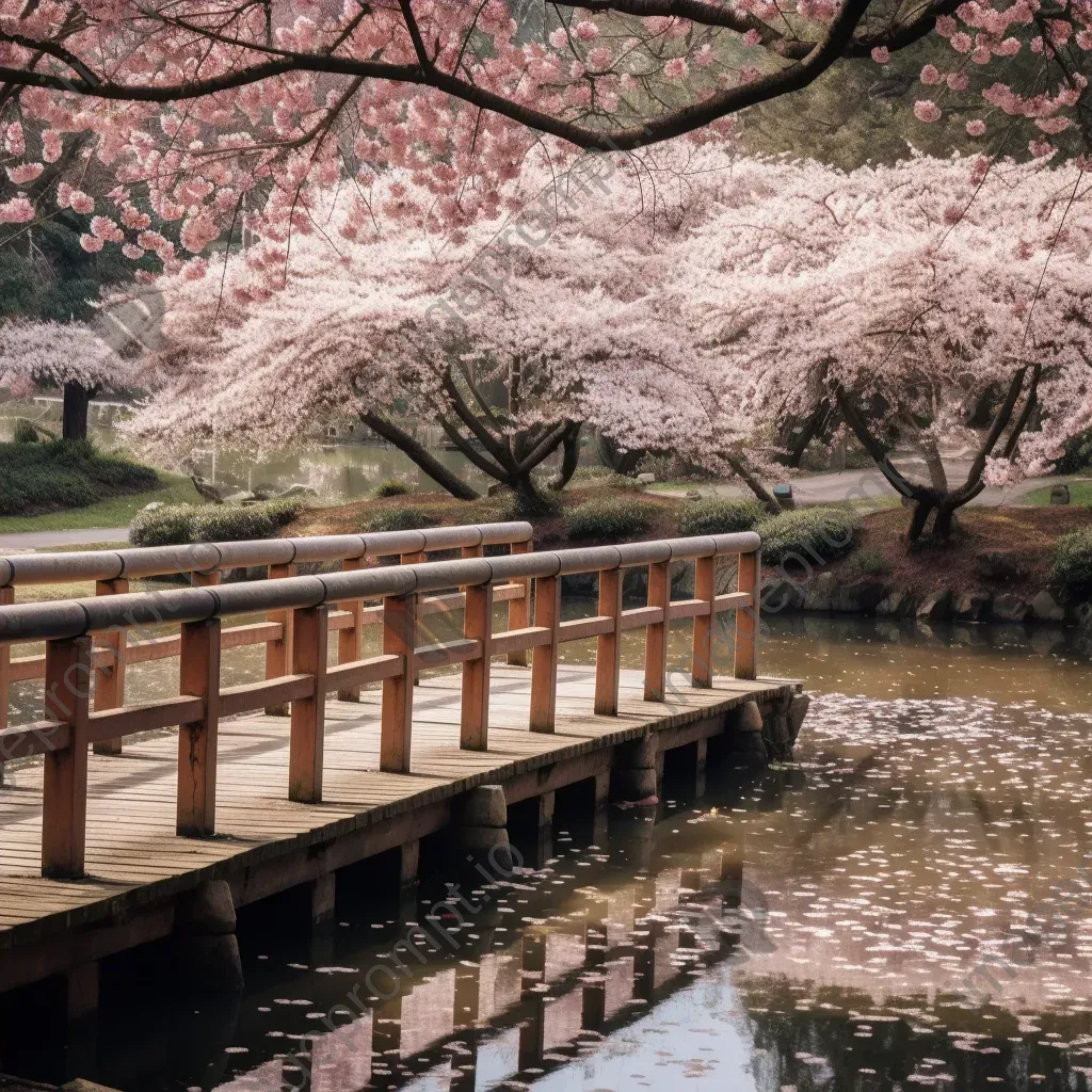 Cherry blossom trees in full bloom in a Japanese garden - Image 4