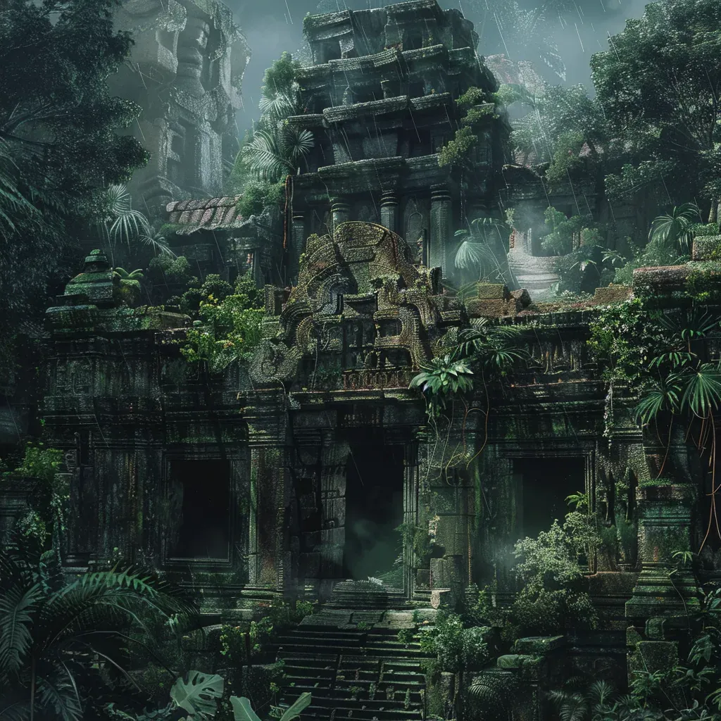 Aerial view of mysterious ancient ruins in a dense jungle - Image 2