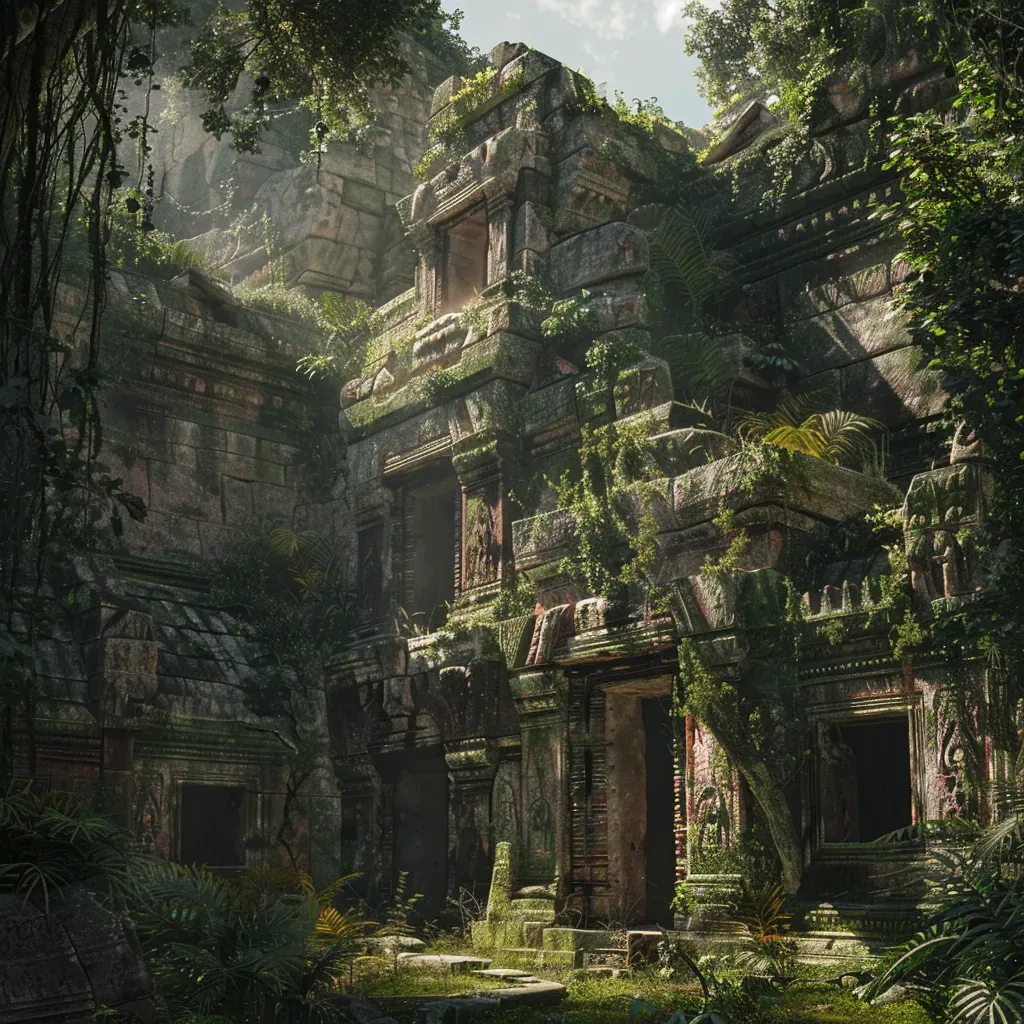 Aerial view of mysterious ancient ruins in a dense jungle - Image 4