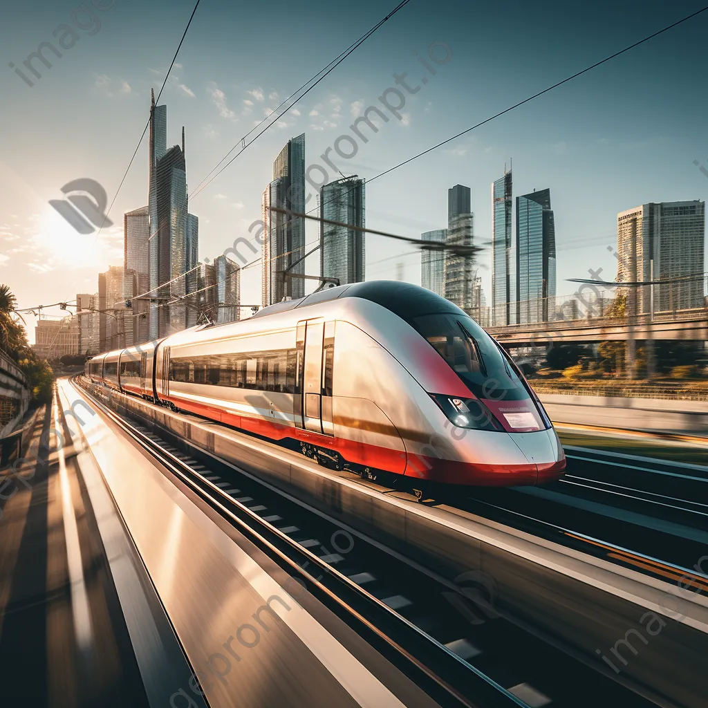 High-speed train racing through a city - Image 2