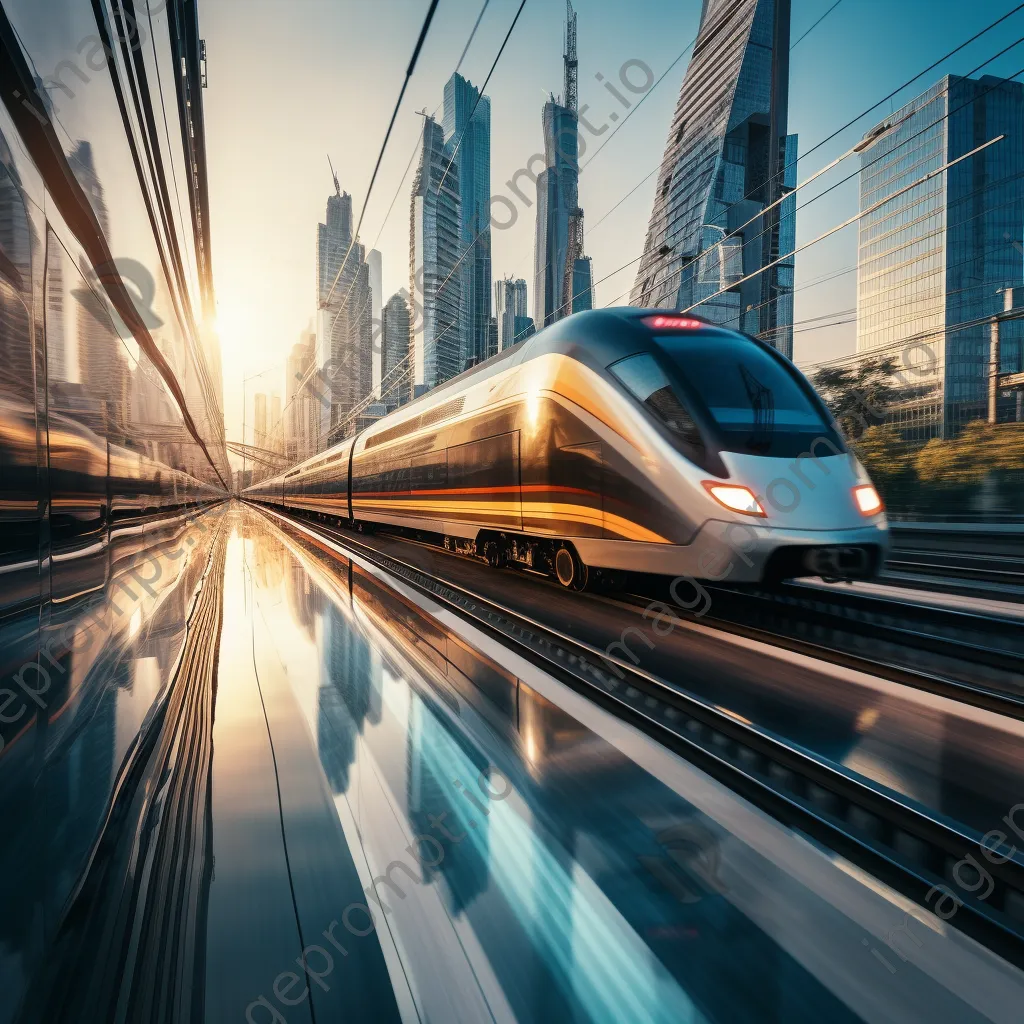 High-speed train racing through a city - Image 3