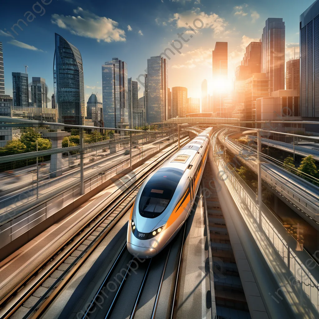 High-speed train racing through a city - Image 4