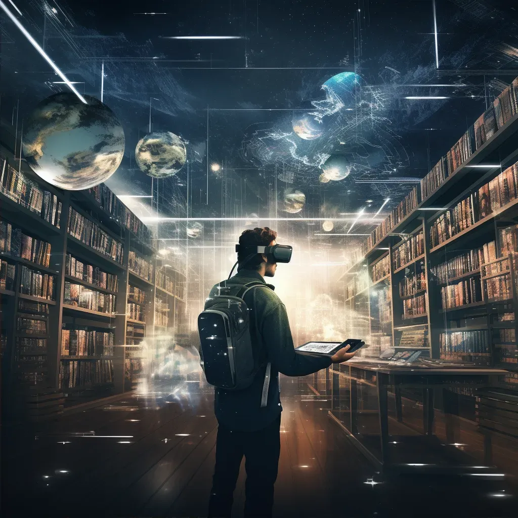 User Navigating Virtual Reality Digital Library - Image 2