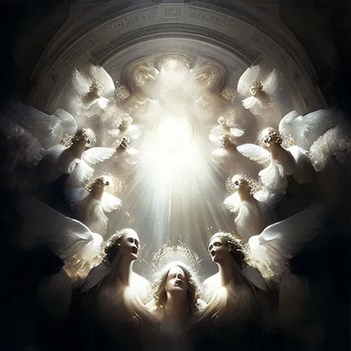 Group of celestial beings singing in a celestial cathedral - Image 4