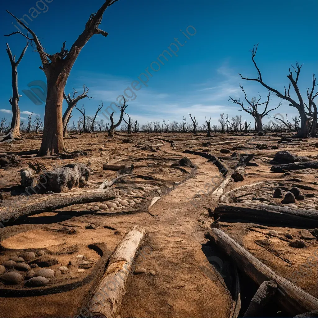 Barren land and fallen trees in deforested area - Image 1