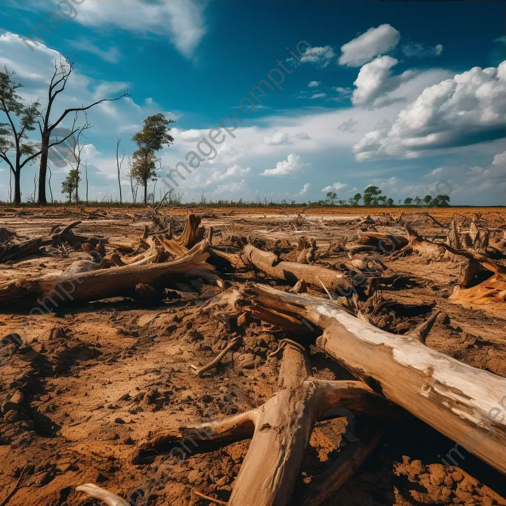 Barren land and fallen trees in deforested area - Image 3