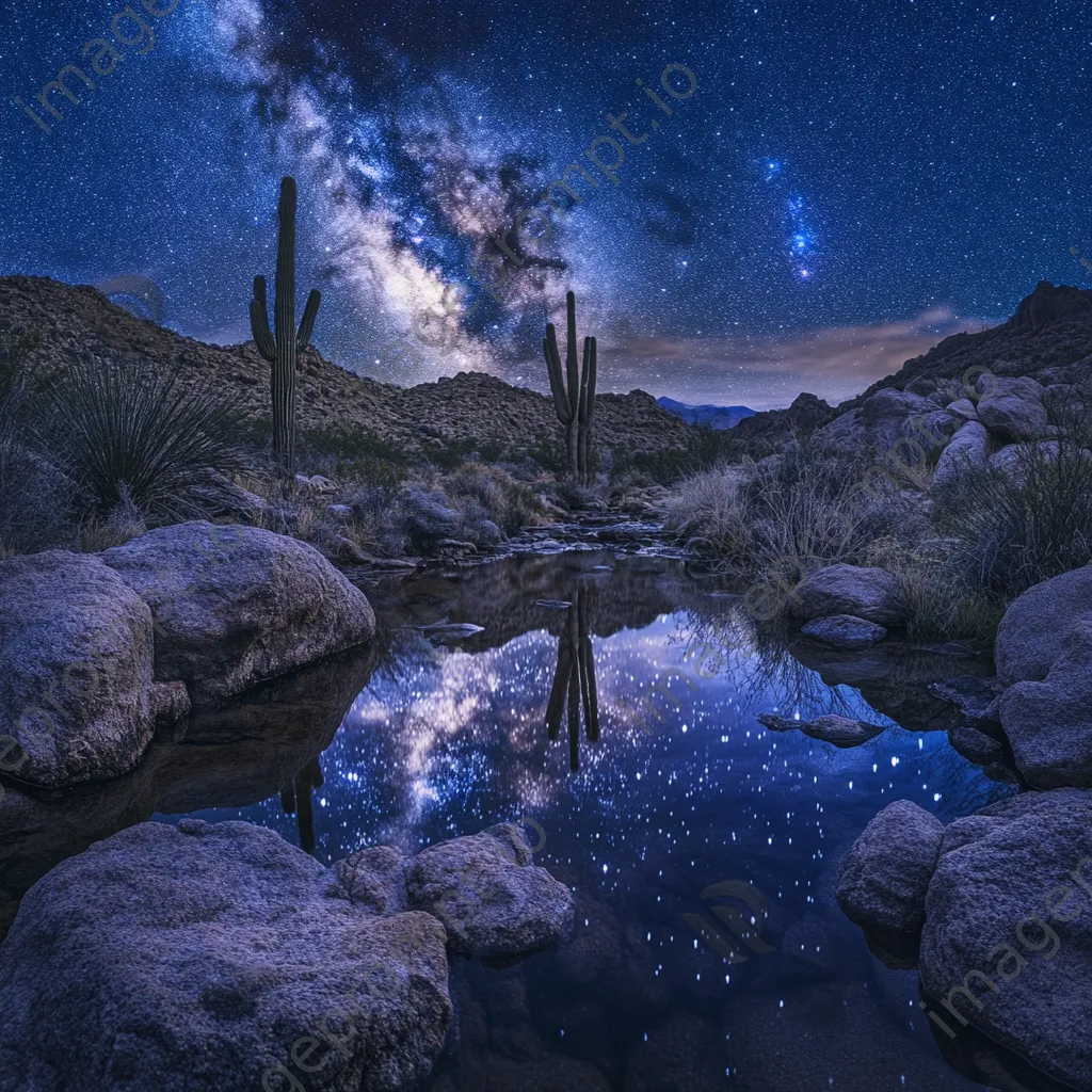 Desert spring reflecting a starry sky - Image 1