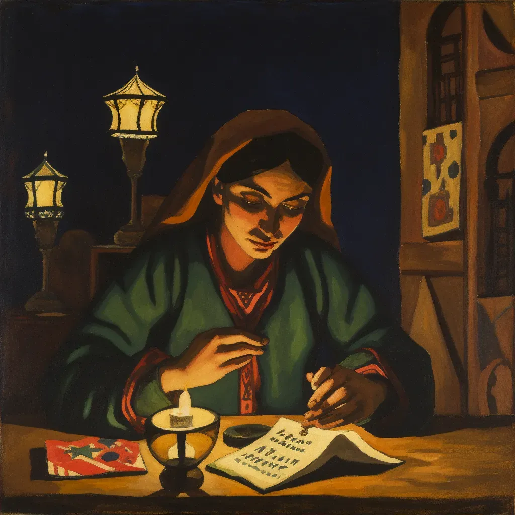 Mystical woman reading tarot cards by candlelight symbolizing esoteric wisdom - Image 2