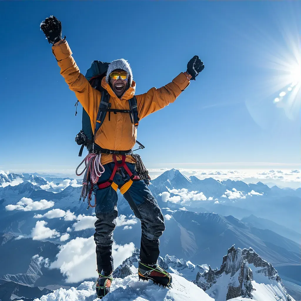 Extreme Hiker at Mountain Peak