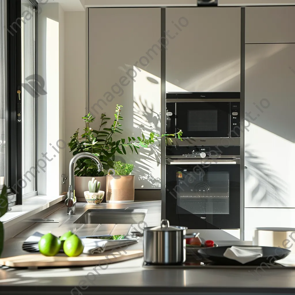 Modern kitchen with smart appliances and bright sunlight - Image 2