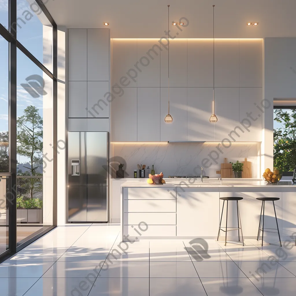 Modern kitchen with smart appliances and bright sunlight - Image 3