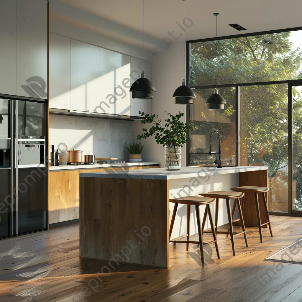 Modern kitchen with smart appliances and bright sunlight - Image 4