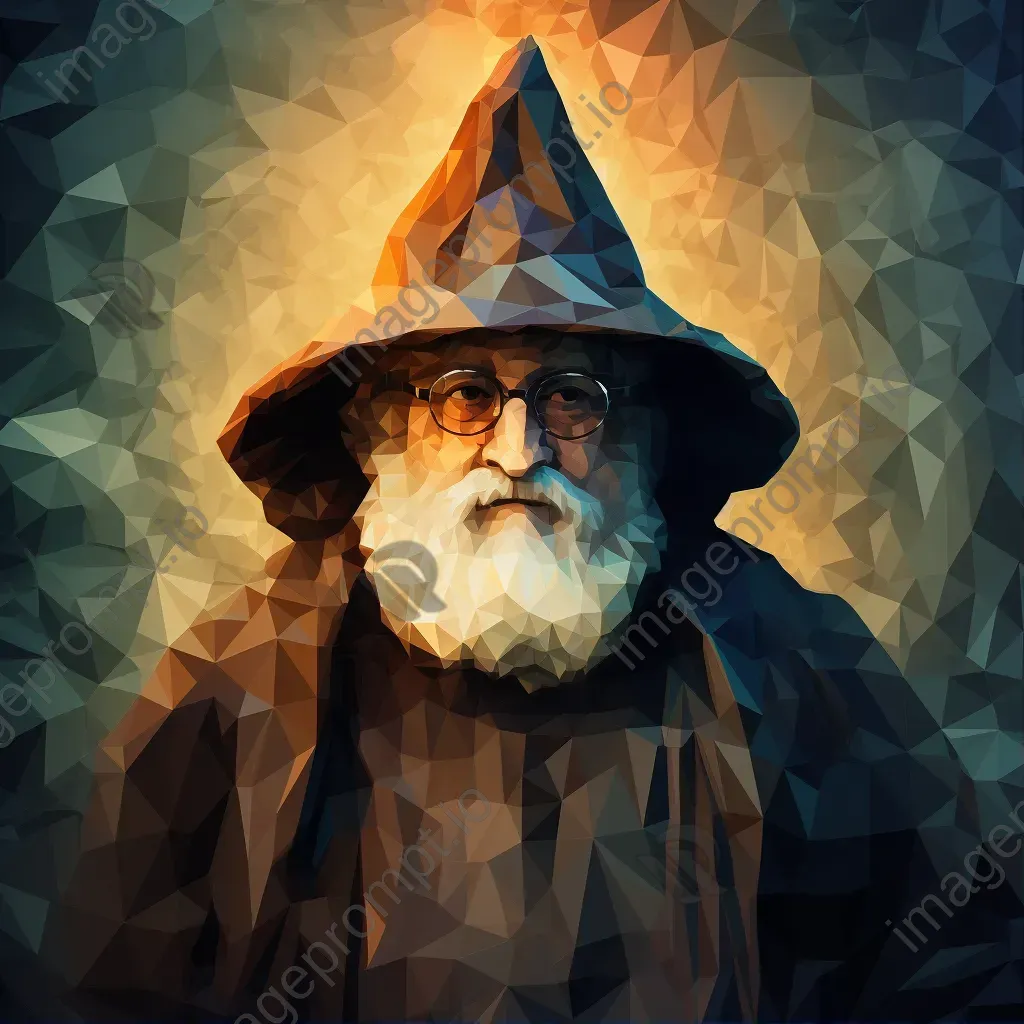 Low poly sorcerer in a mystical glow - Image 1