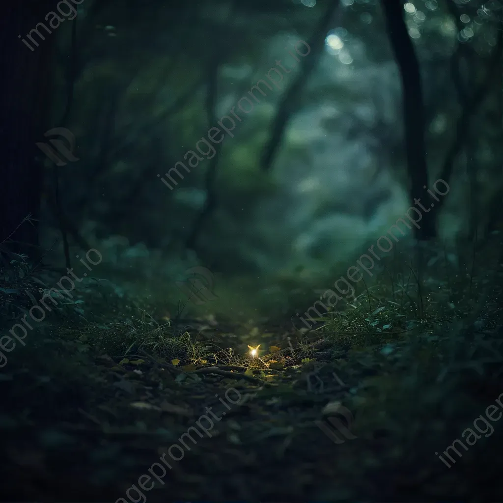 Glowing firefly in dark forest - Image 1