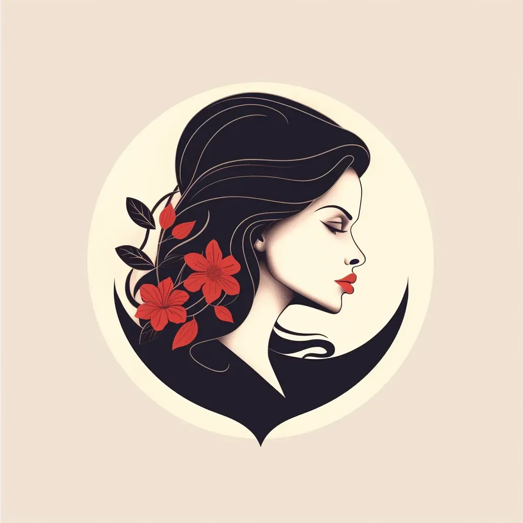 Elegant and sophisticated fashion magazine logo with a stylish illustration in black, white, and red - Image 2