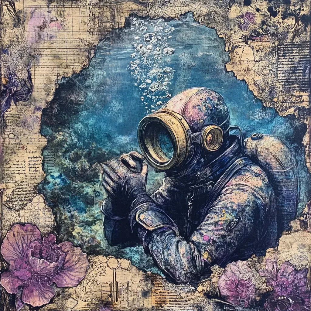 Artwork of Captain Nemo exploring underwater civilizations, done in mixed media - Image 2