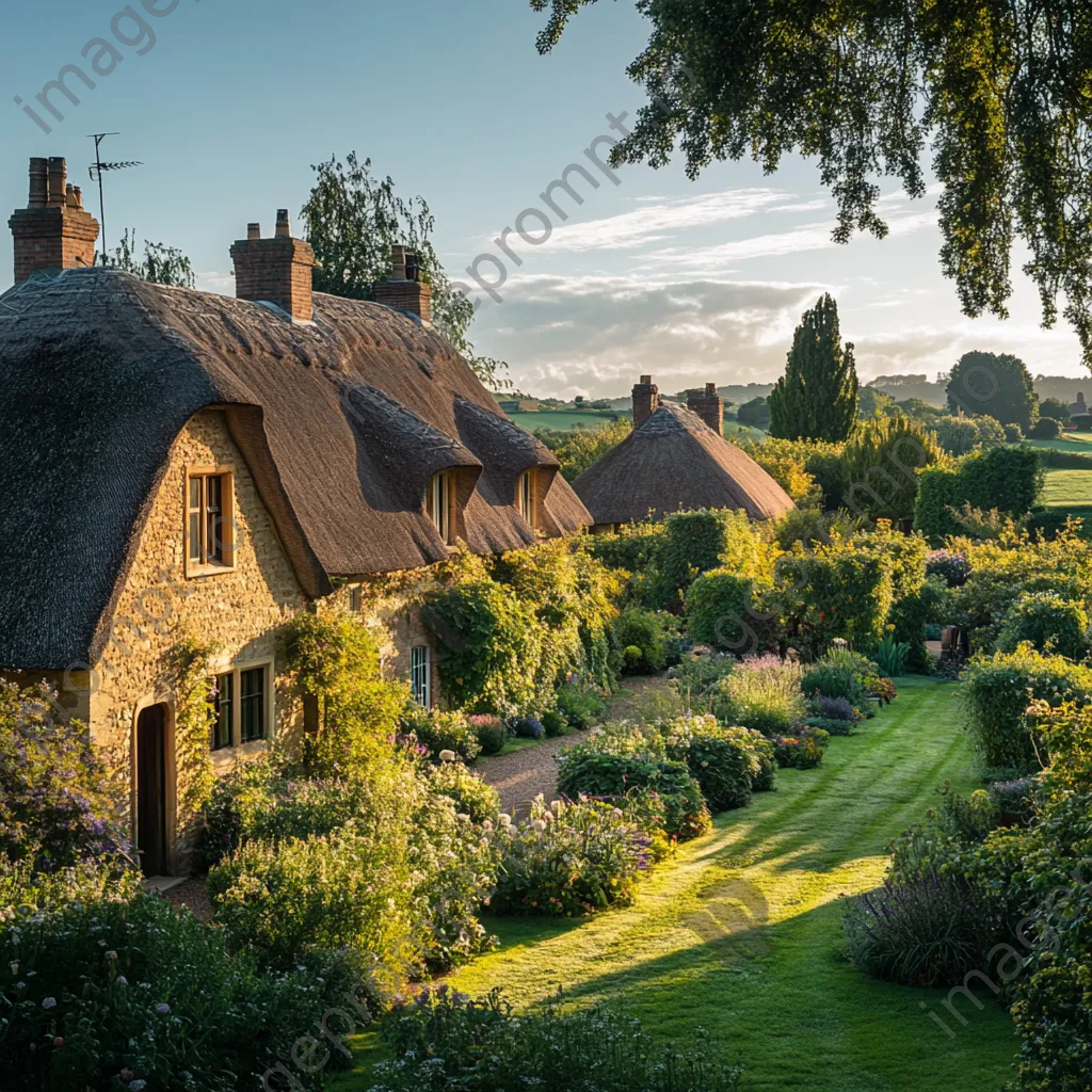 Historic estate with thatched roofs and manicured gardens - Image 3