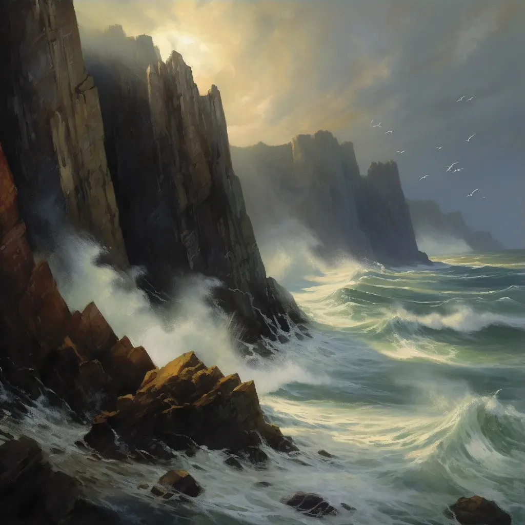 Windswept Coastline with Sea Cliffs