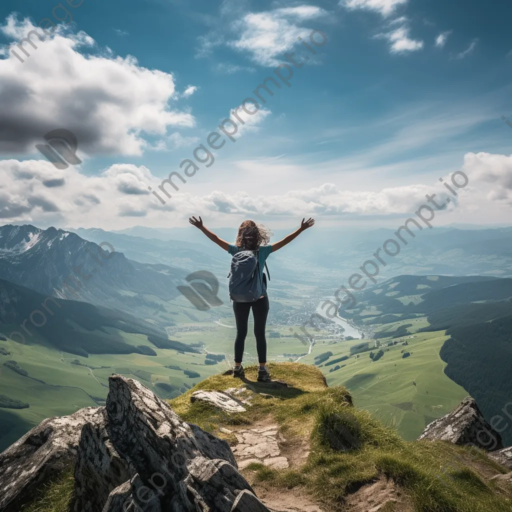 A female hiker at the peak of a mountain - Image 4