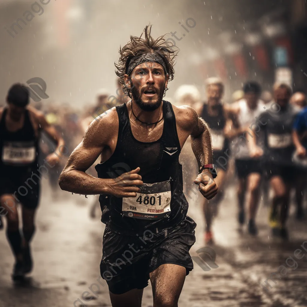 Marathon runner racing through a rainstorm - Image 4