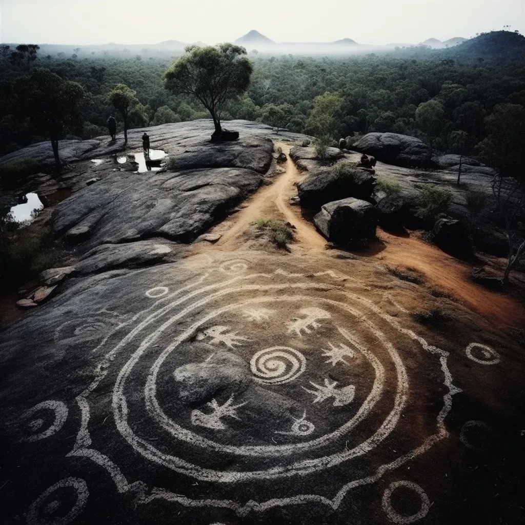 Sacred Aboriginal site with ancient rock paintings in Australia - Image 3