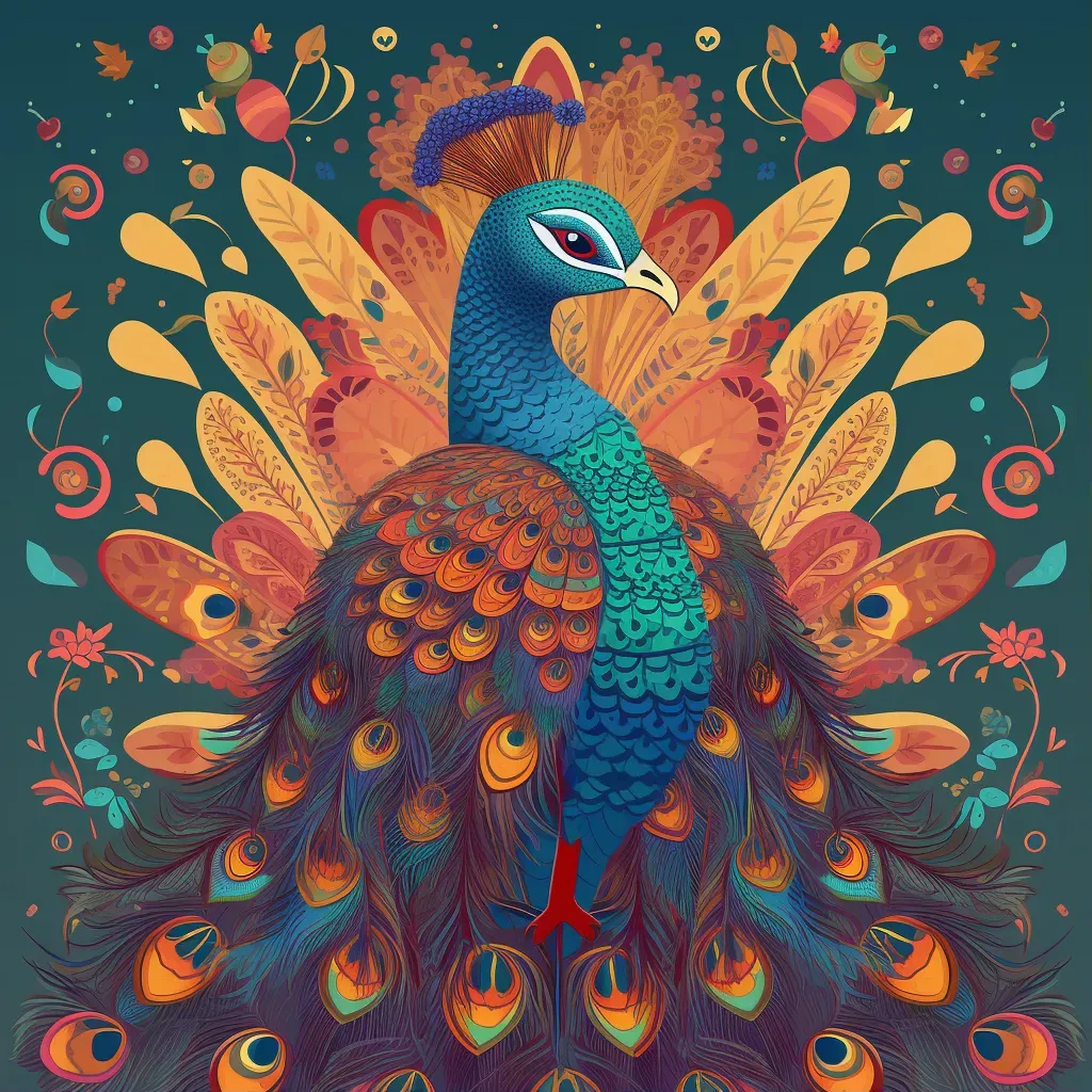 Image of a peacock displaying its colorful feathers - Image 1