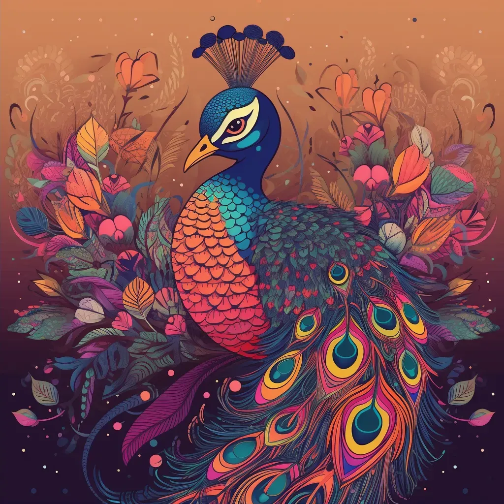 Image of a peacock displaying its colorful feathers - Image 2