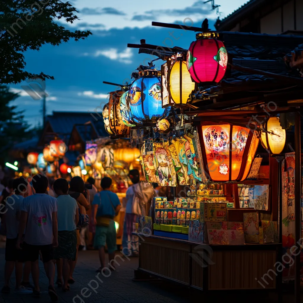 Street festival with colorful thatched-roof booths - Image 4