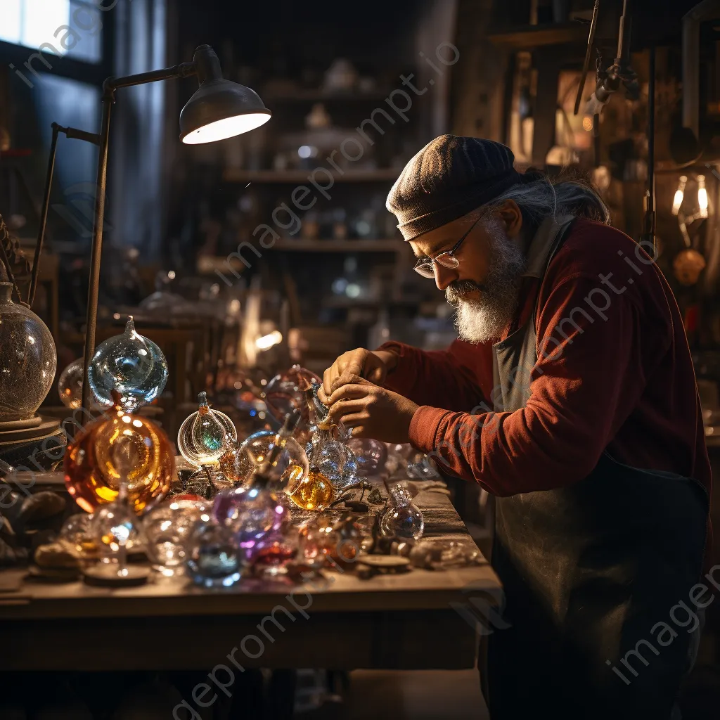 Artisan crafting glass ornaments in a warm lighting - Image 3