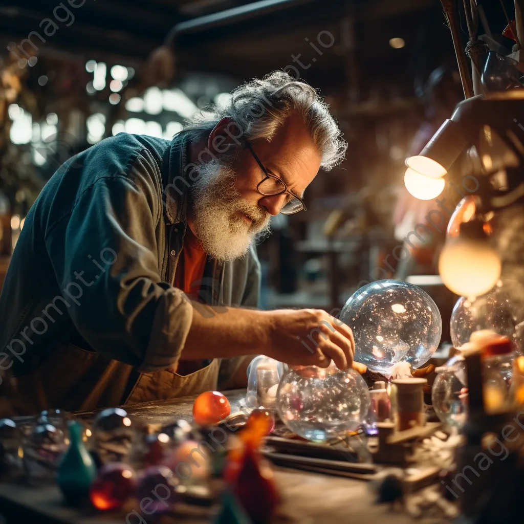 Artisan crafting glass ornaments in a warm lighting - Image 4