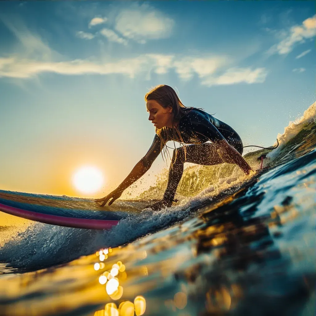 Young female surfer riding a wave with determination - Image 3