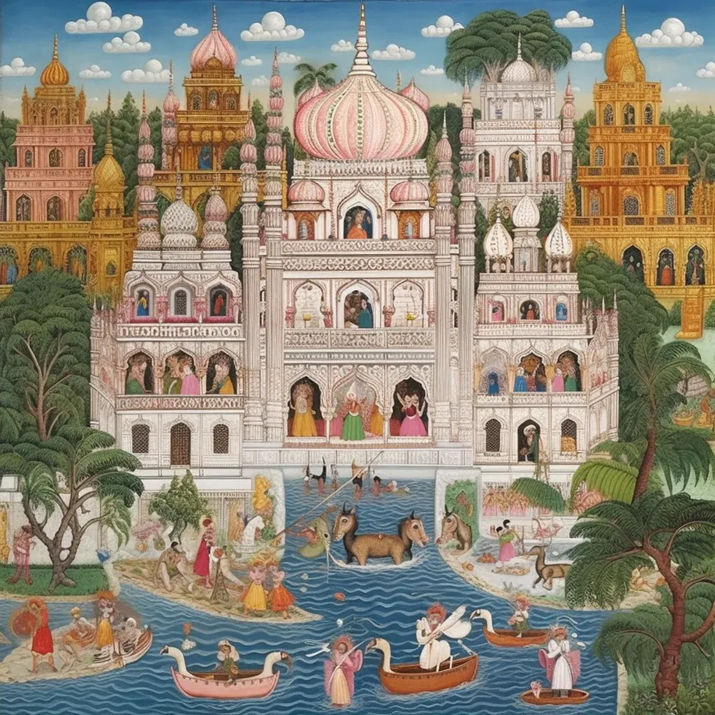 Image of a fusion between French Rococo style and Indian Mughal architecture in an extravagant palace scene - Image 2