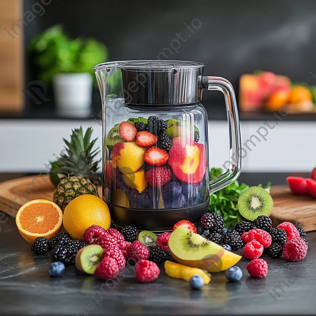 Preparation of a colorful fruit smoothie in a modern kitchen - Image 3