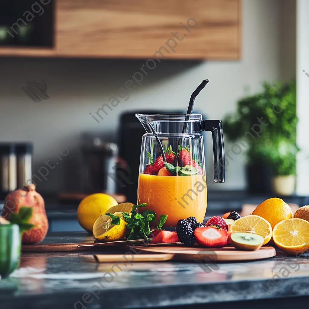 Preparation of a colorful fruit smoothie in a modern kitchen - Image 4