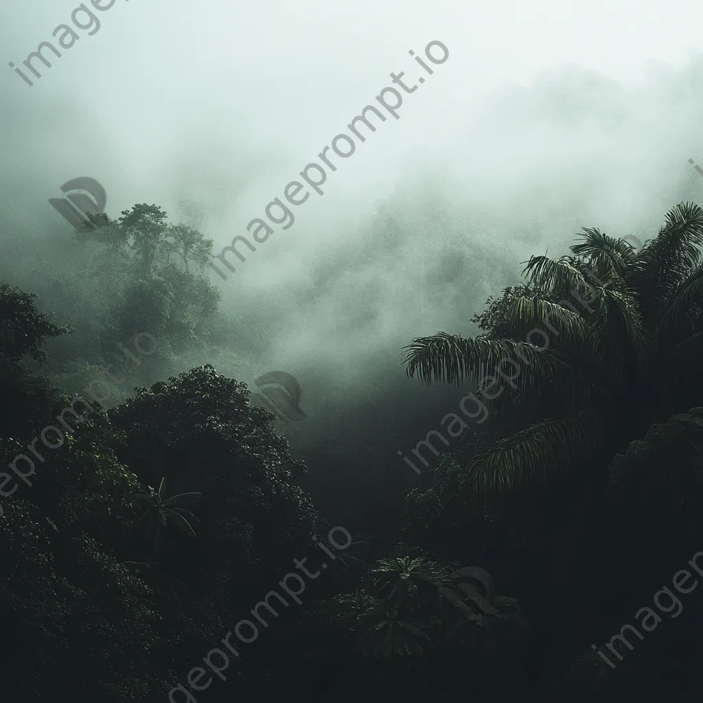 Enchanting fog over a tranquil rainforest with silhouettes - Image 4