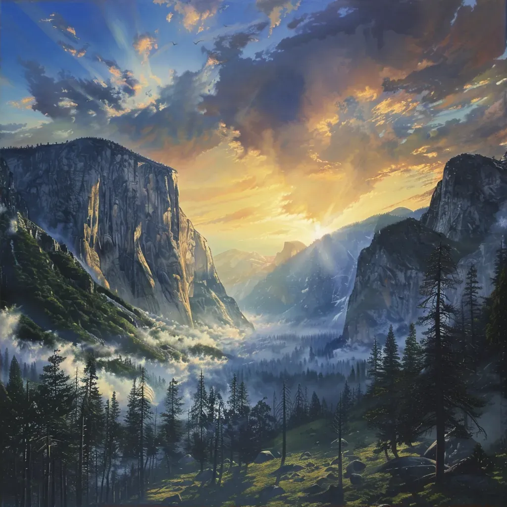 Yosemite Valley sunrise mist - Image 2