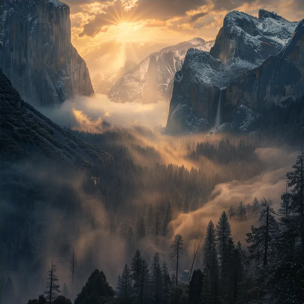 Yosemite Valley sunrise mist - Image 4