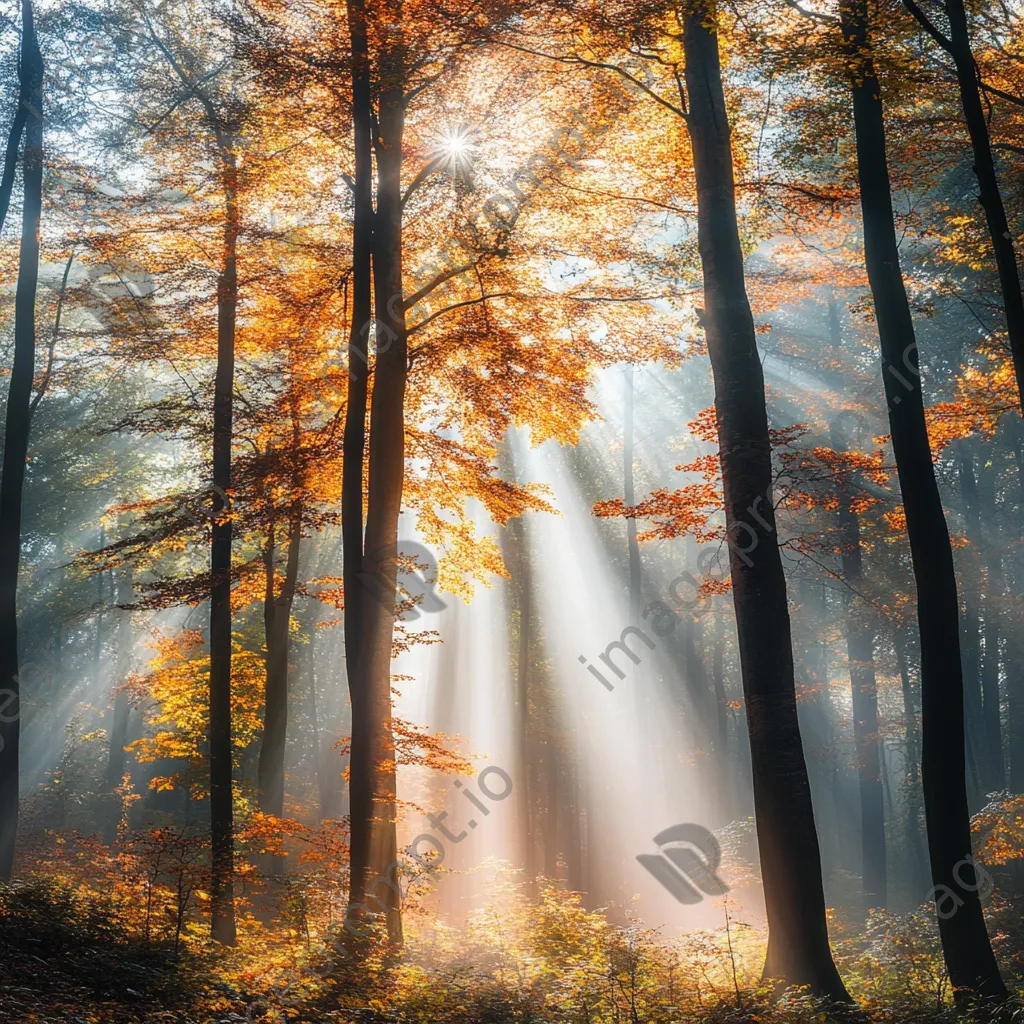 Misty autumn forest with colorful leaves - Image 4