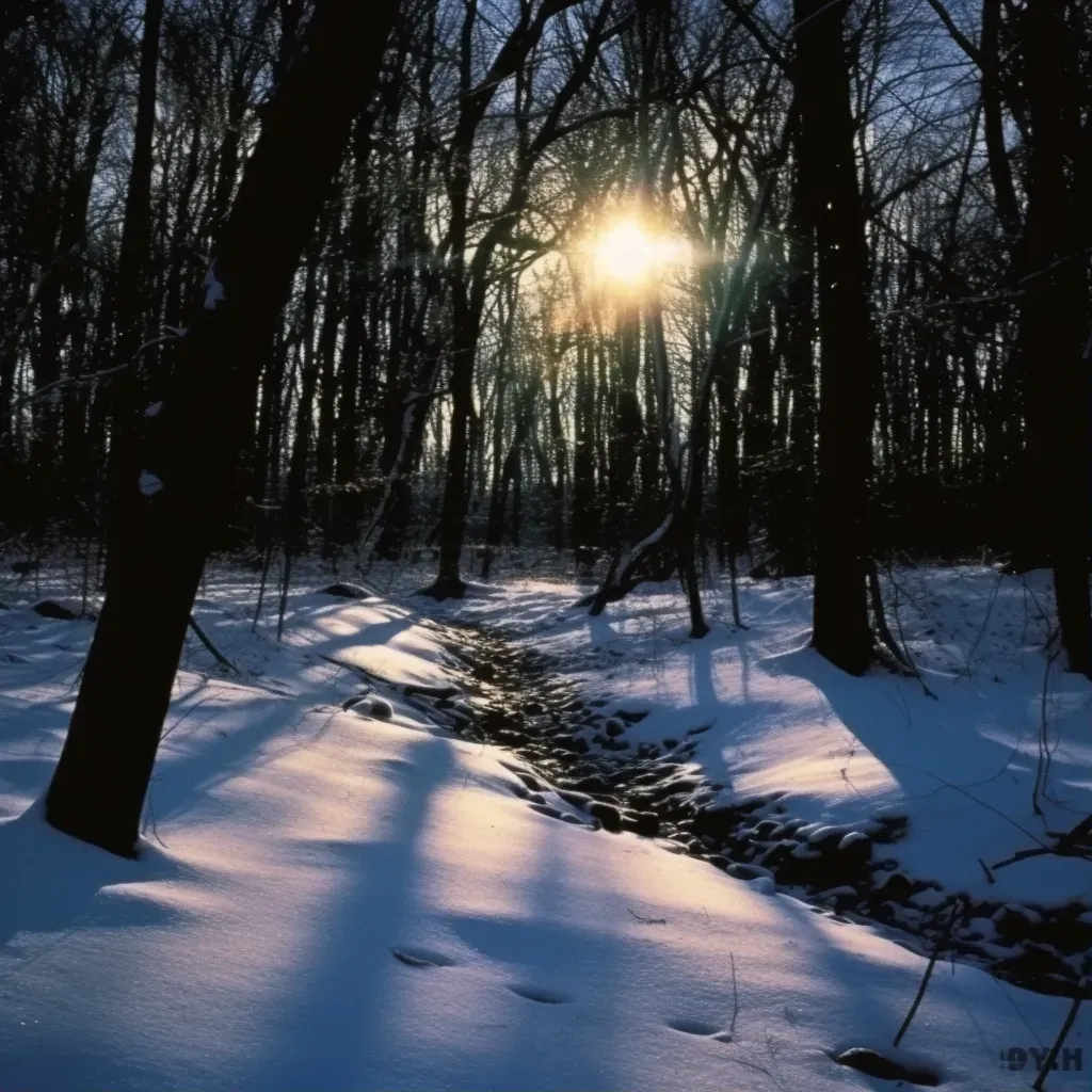 Image of forest shadow contrast on a snowy landscape - Image 1