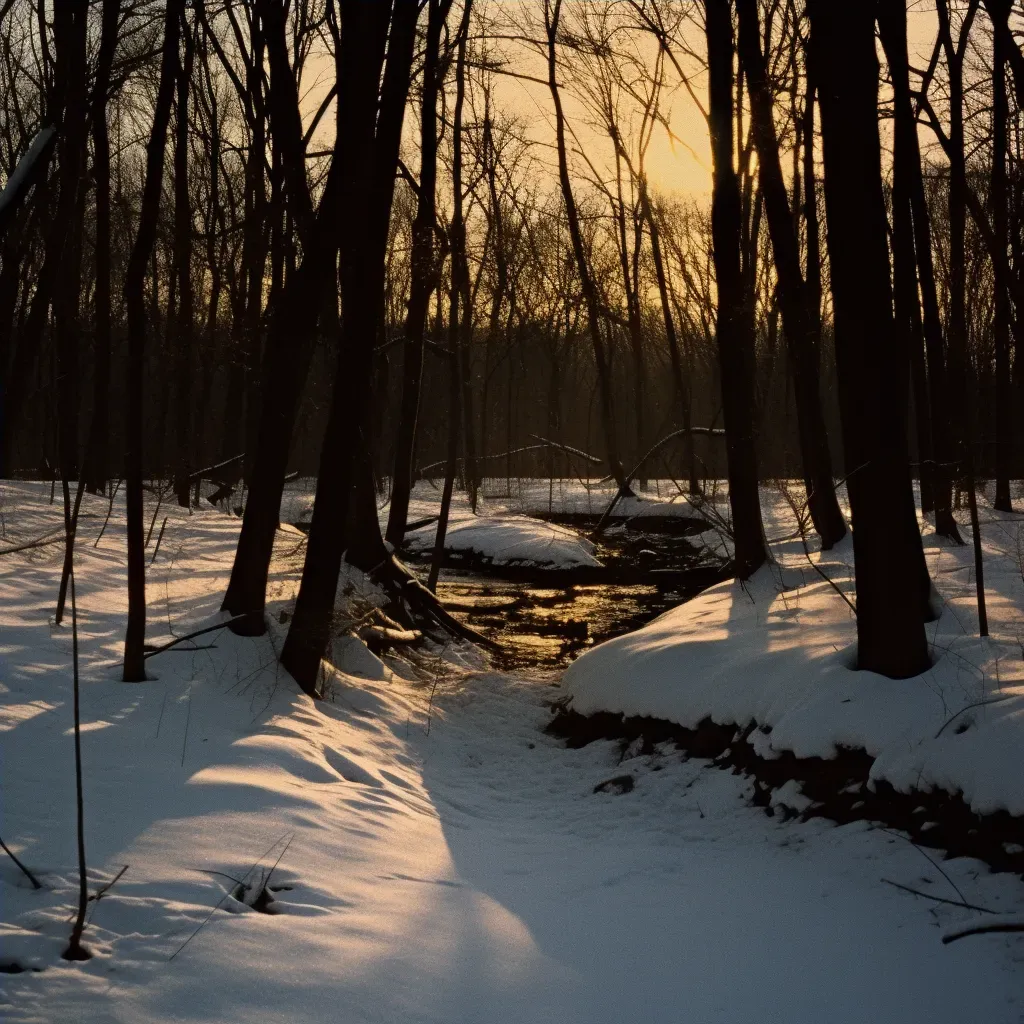 Image of forest shadow contrast on a snowy landscape - Image 4